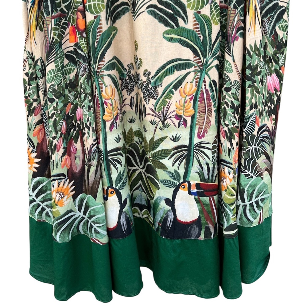 NWT Farm Rio Jungle Print V-Waist Midi Skirt Size Medium - Picture 7 of 12